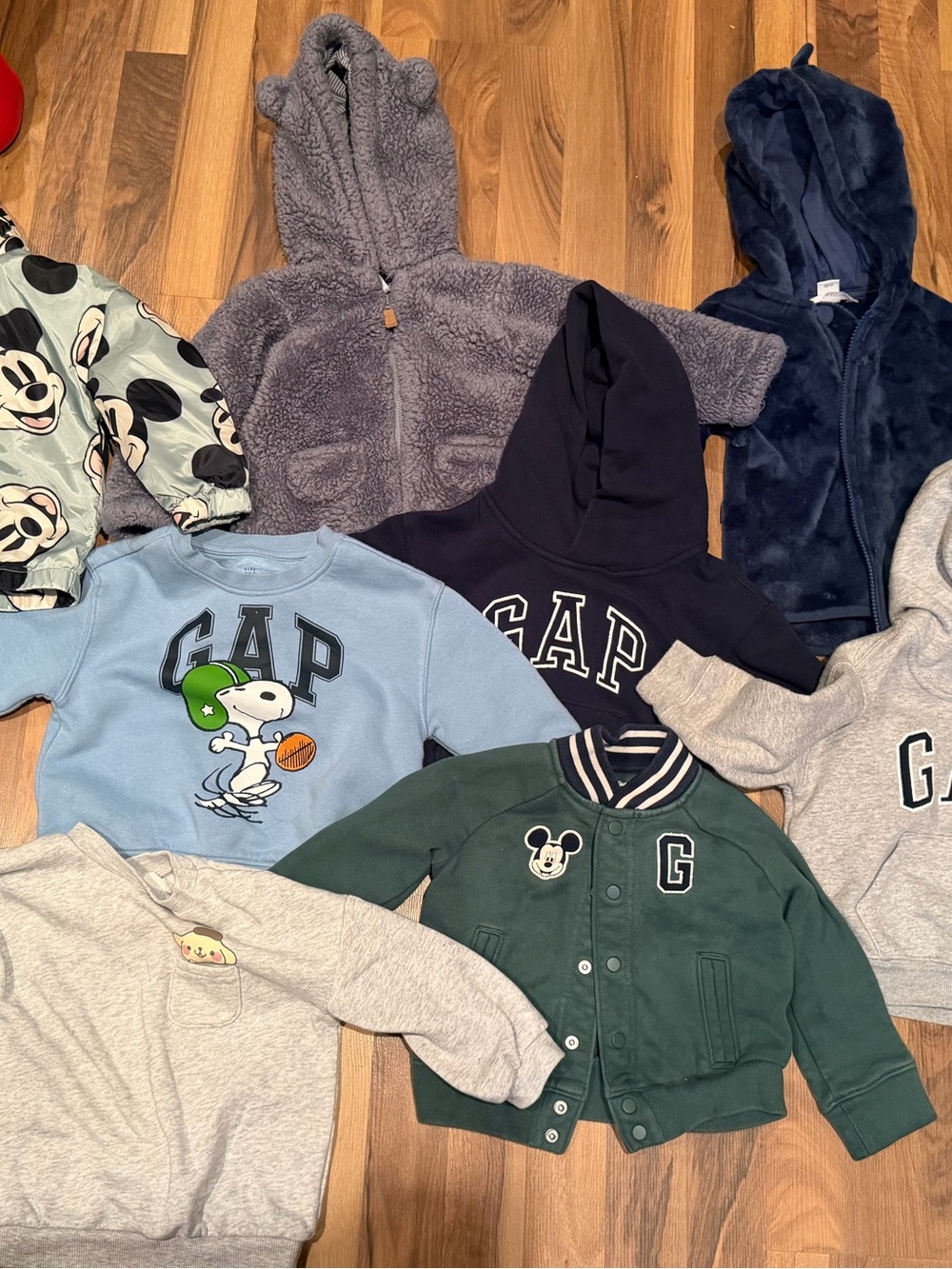 GAP & H&M Kids Navy Logo Hoodie, fleece with Mix of Gray and Green Kids Jackets
